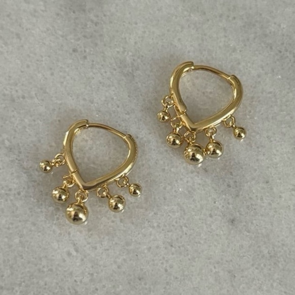 Modest Lu Jewelry - Gold Beaded Tassel Triangle Hoop Earrings Brand New